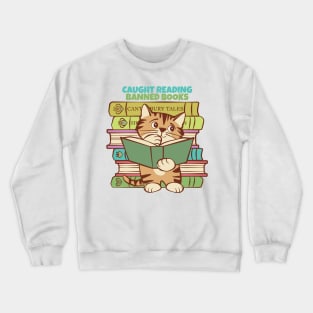 Caught Reading Banned Books Kitten Crewneck Sweatshirt